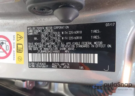 2017 Lexus Nx 200T z USA, uszkodzony, nr VIN JTJBARBZ6H2144865